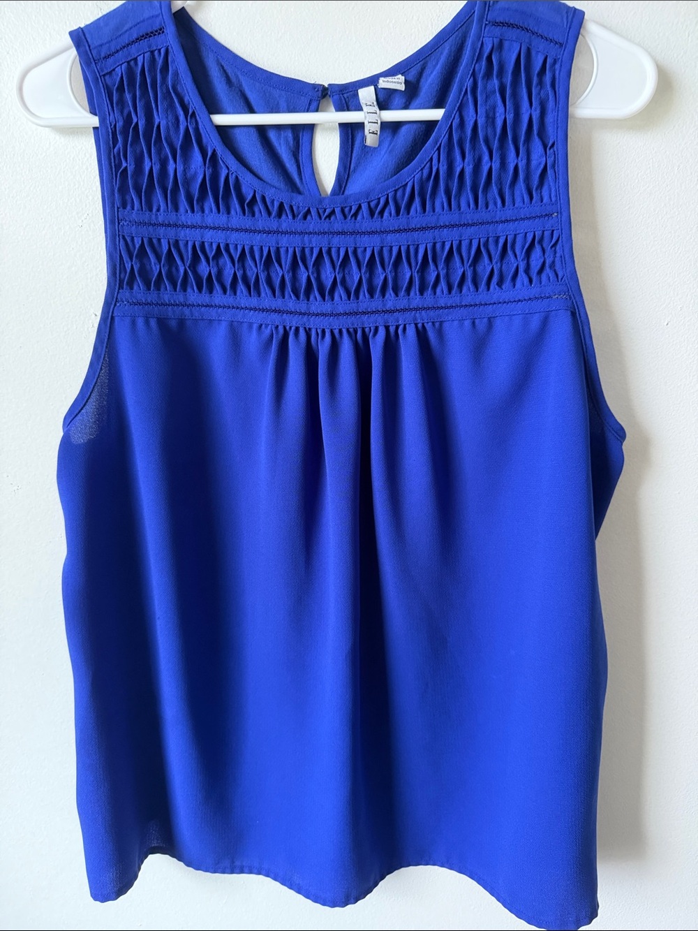 Elle Royal Blue Sleeveless Camisole with Smocked Yoke